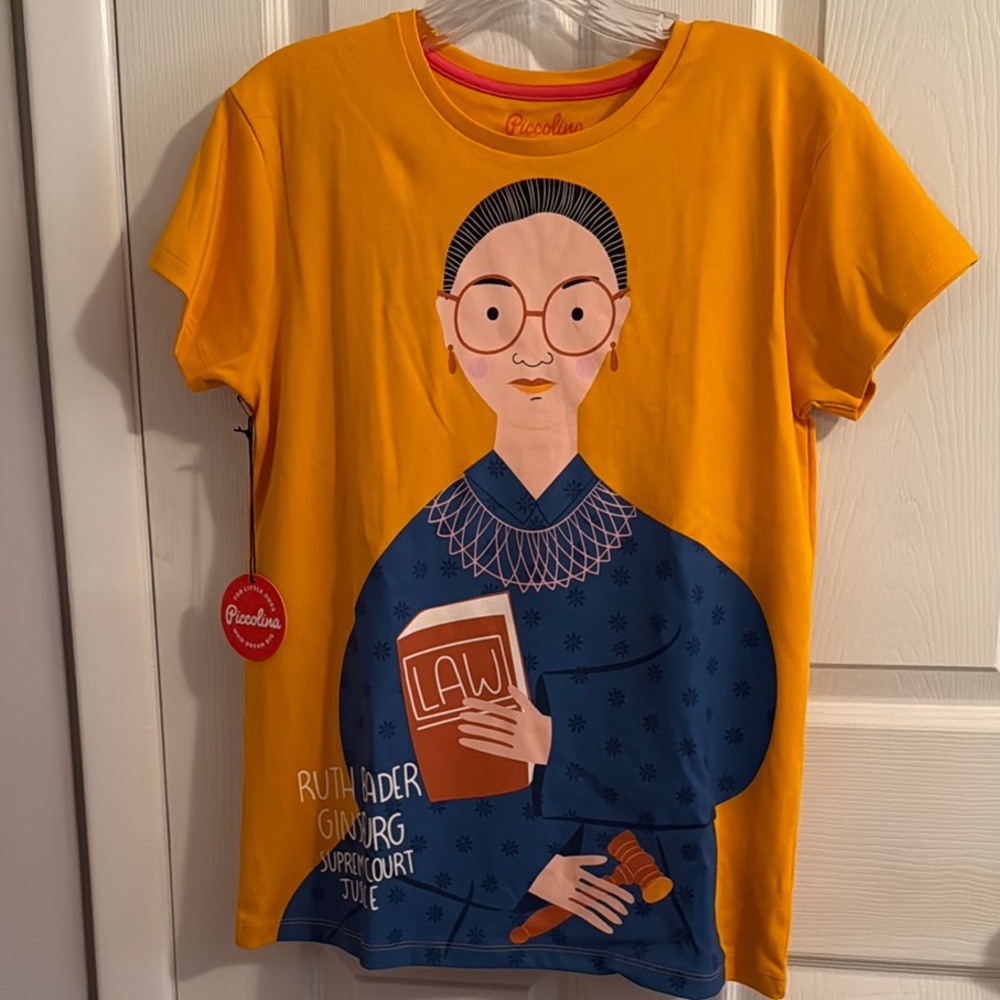 Ruth Bader Ginsburg Yellow and Blue Short Sleeve Tee